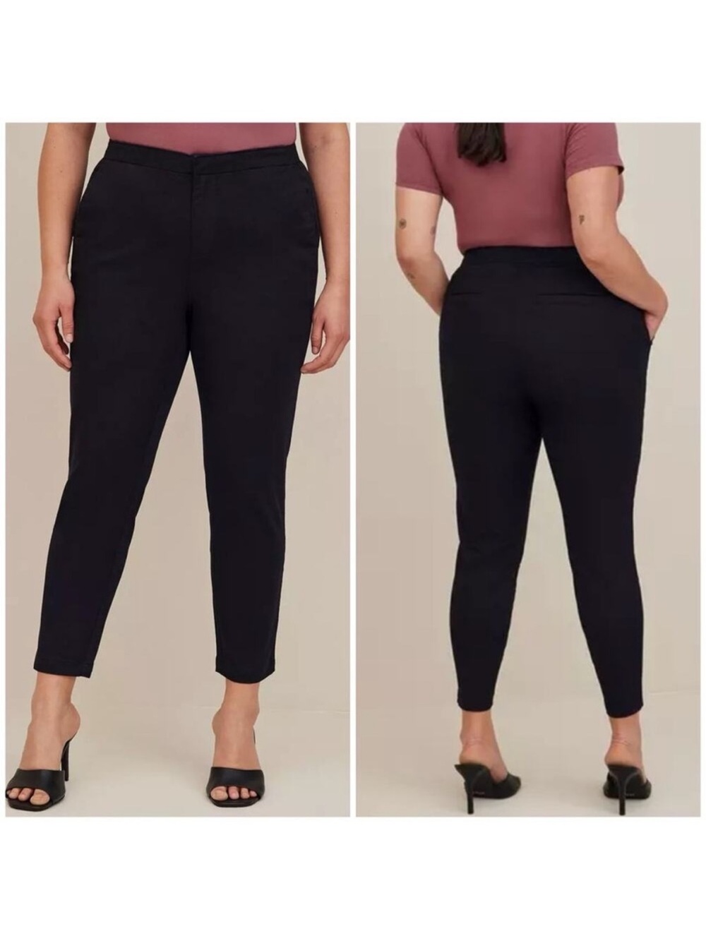 torrid Black comfort flex waistband slim taper stretch twill high rise pant